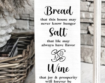 Home Blessing Tea Towel, Bread Salt Wine Kitchen Towel, New Home Gift, Wedding Gift, Bread Salt Wine Poem, Housewarming Gift, Hostess Gift