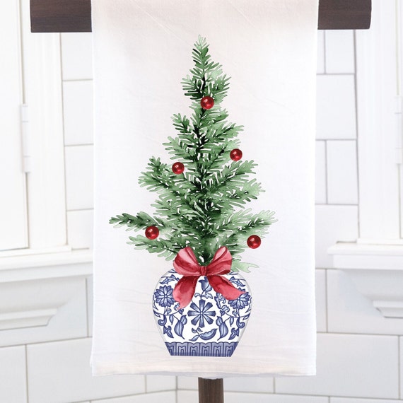 CHRISTMAS TREE DECOR Linen Kitchen Towels - Exclusive Designs Tea Towels -  100% Linen Dishtowels - Elegant Holidays Dish Towels - Christmas Kitchen  Hand Towels Home Decoration Gifts