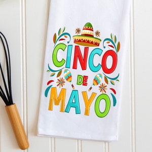 Toalha de cozinha Cinco De Mayo, toalha de chá Sombrero e maracas, presente Happy Cinco De Mayo, toalhas de festa, toalha de bar, toalha de prato de celebração