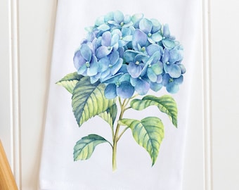 Set 2 Asciugamani Da Cucina Floreali Blu E Bianchi - Motivo Ortensia