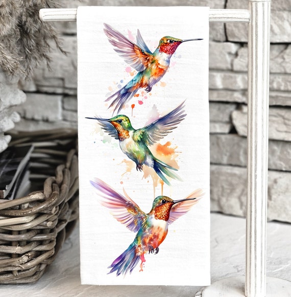 Hummingbird Tea Towel Tropical Bird Decorative Hand Towel