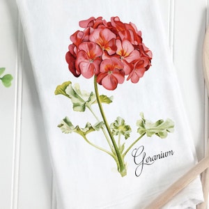 Geranium Floral Handtuch für Küche oder Bad, Geranie Geschirrtuch, Handtuch Floral Geschirrtuch, Botanisches Dekor