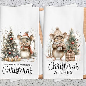 Weihnachtsmäuschen Geschirrtuch, Weihnachtsmaus Geschirrtuch, Weihnachtsküche Dekor, Weihnachten Cottage Kern, Geschenk Küche
