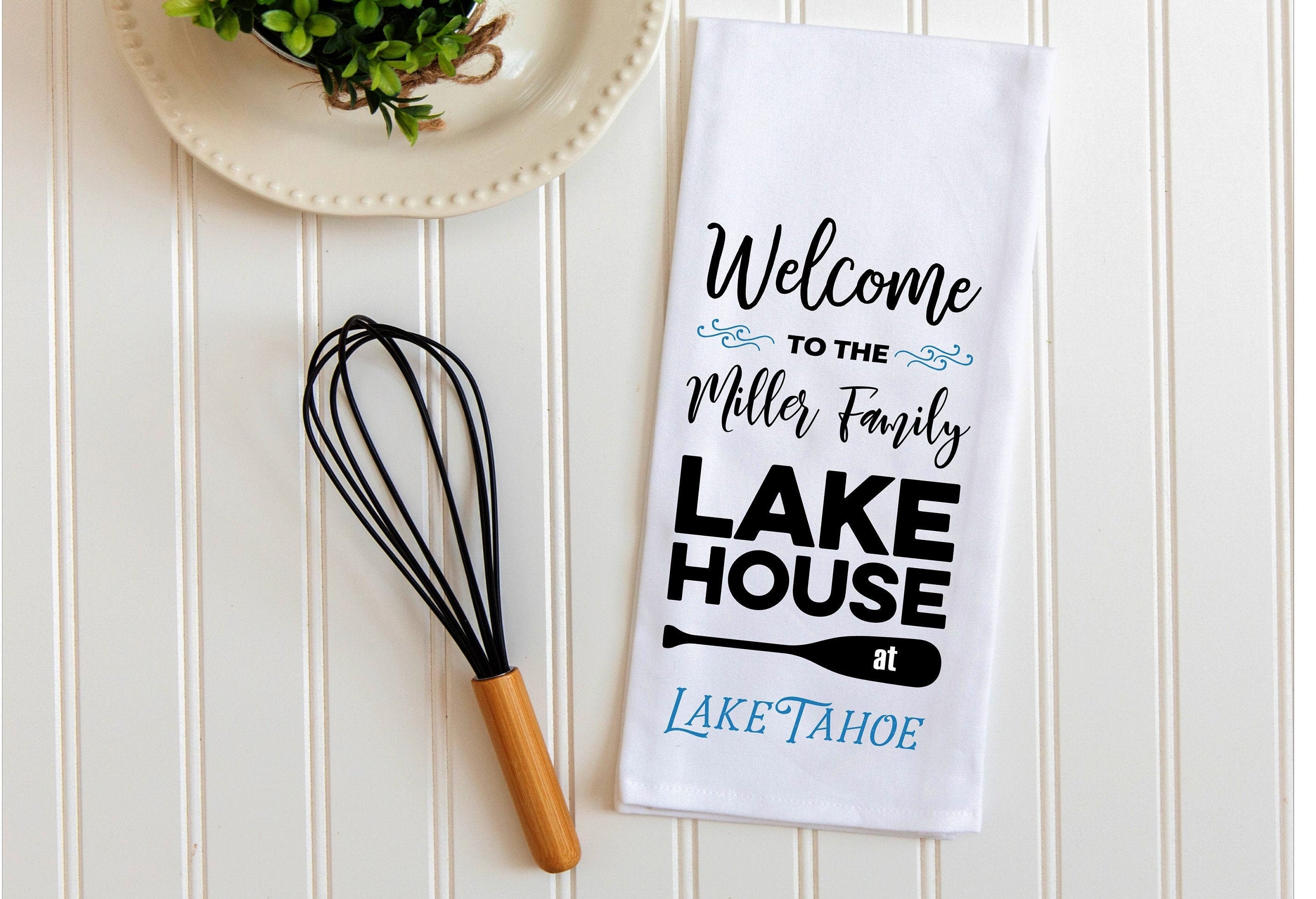 Personalized Lake House Gift Personalized Family Tea Towel Etsy