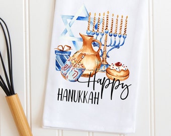 Hanukkah Kitchen Towel, Menorah Holiday Decor, Hanukkah Tea Towel, Hanukkah Kitchen Decor, Hanukkah Dish Towel, Small Hanukkah Gifts