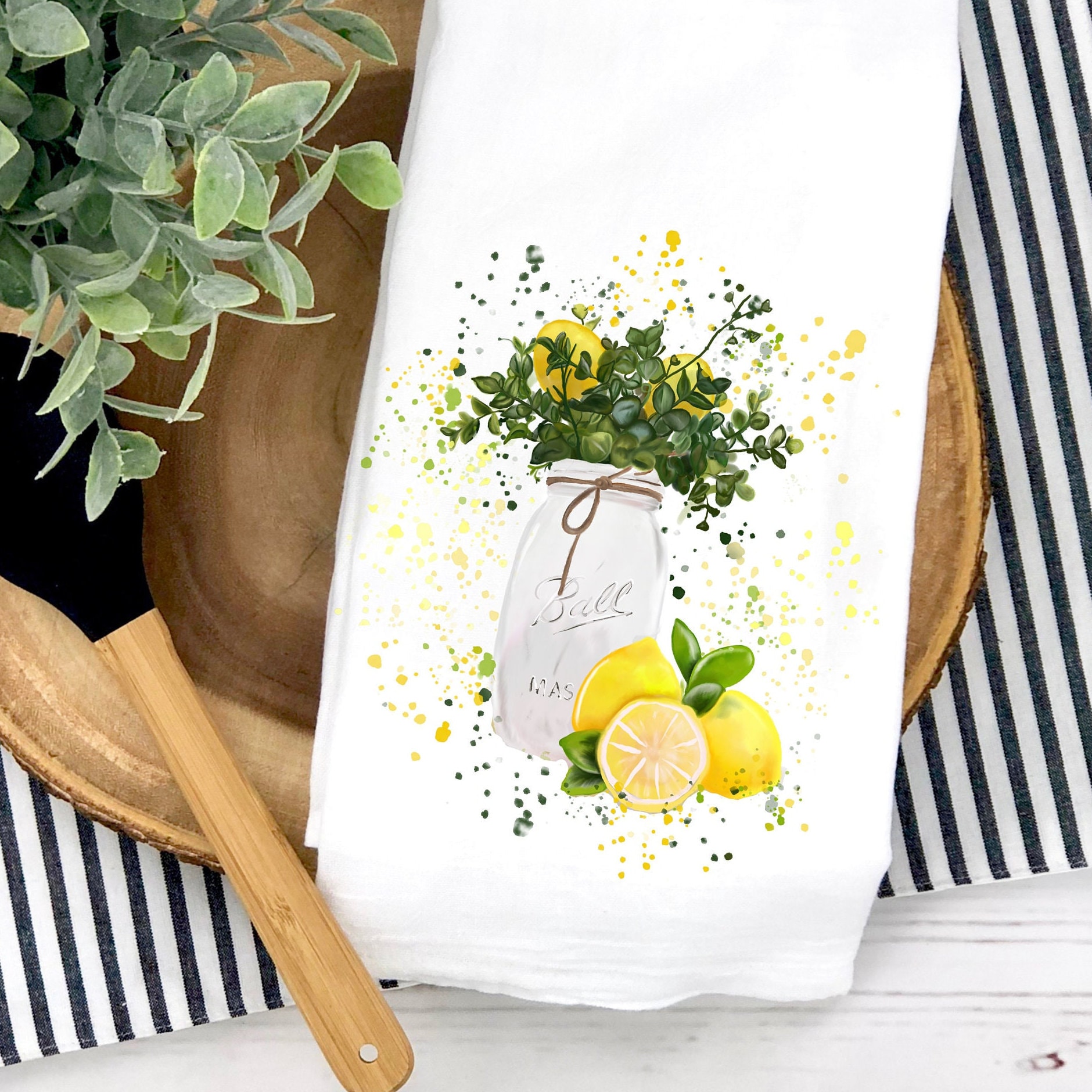 KITCHEN AID KITCHEN TOWELS (2) LEMONS YELLOW GREEN 100% COTTON NIP