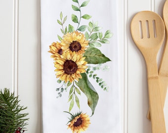 Sunflower Tea Towel, French Country Floral  Kitchen Towel, Sunflower Kitchen Dish Towel, Sunflower Kitchen Decor, Fall Floral, Gifts