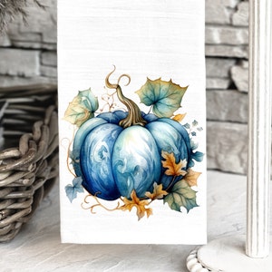 Fall Blue Pumpkin Tea Towels, Blue Fall, Fall Decor, Fall Gifts, Thanksgiving Gifts