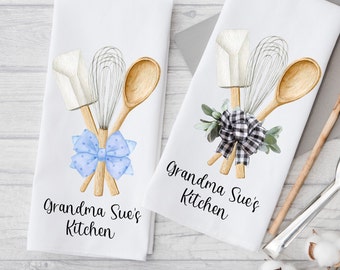 Personalized Dish Towel, Custom Tea Towel, Personalized Kitchen Towel, Floral Kitchen Jar, Kitchen Gift, Gift for Grandma, Gift for Baker