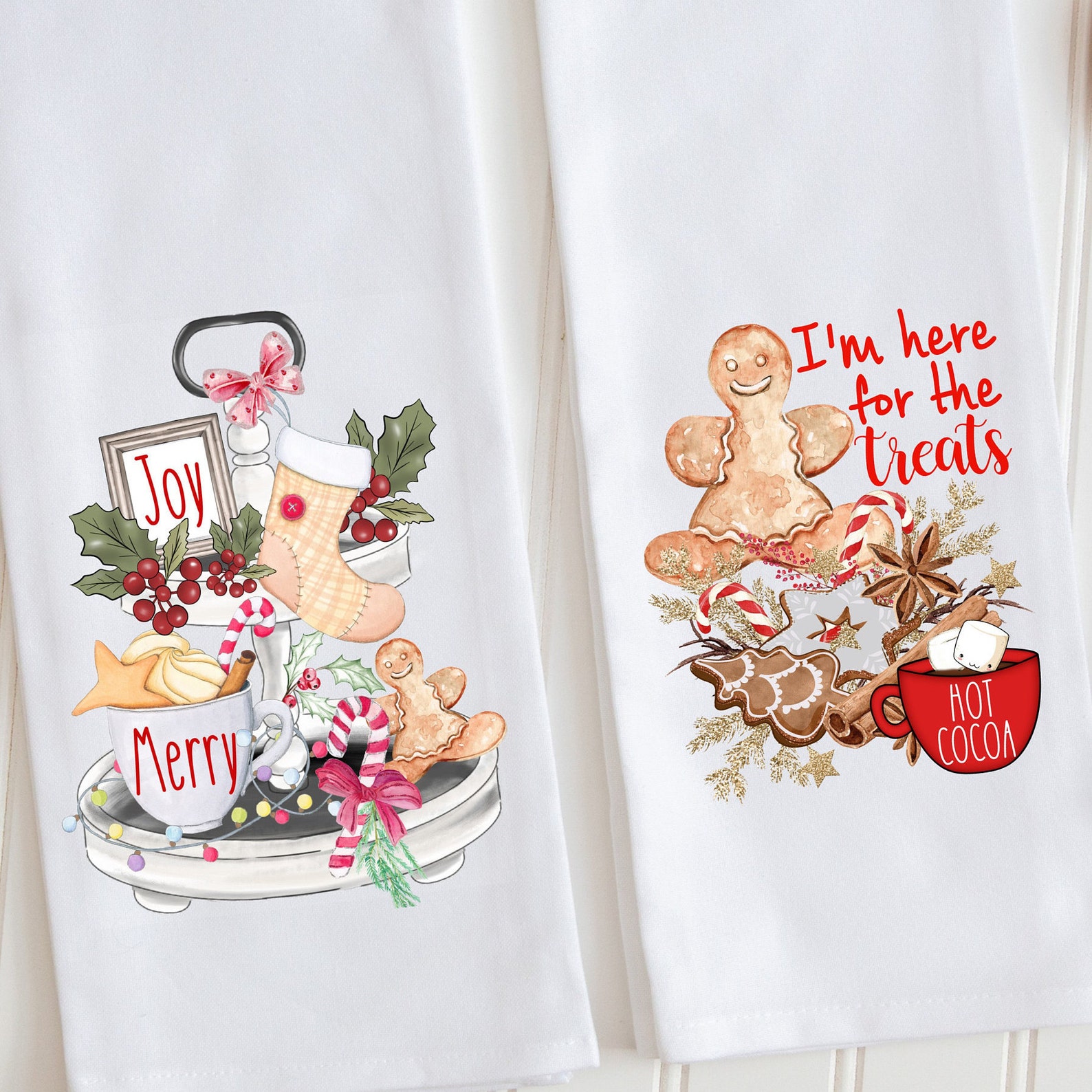 Christmas Kitchen Towels Christmas Tray and Cookie Set  Etsy