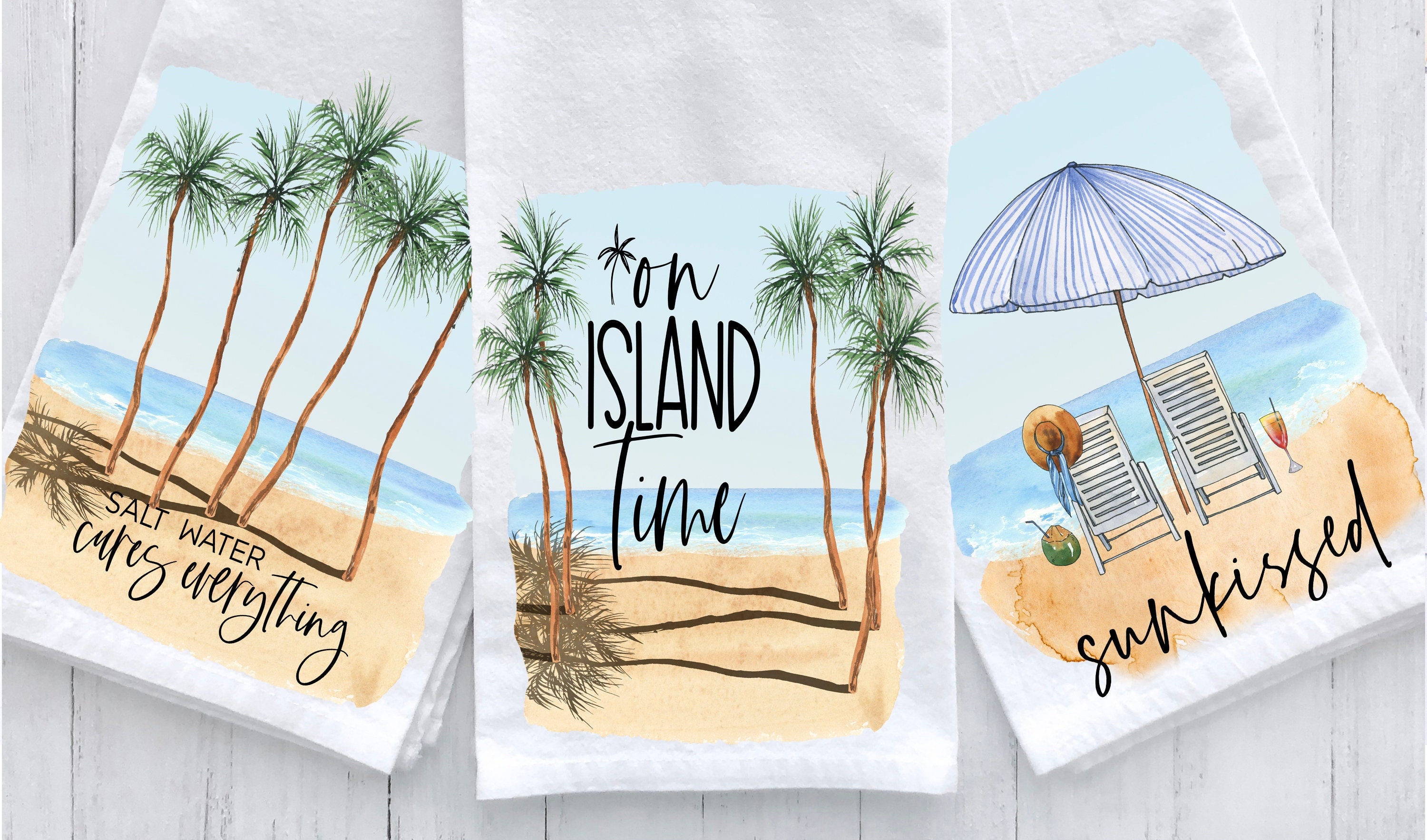 Kitchen Tea Towel Beach Theme Kitchen Towels Beach Life Etsy