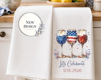 Vaterländisches Küchen-Geschirrtuch, rotes, weißes und blaues Geschirrtuch, 4. Juli, Vaterländisches Küchen-Geschenk, Wein