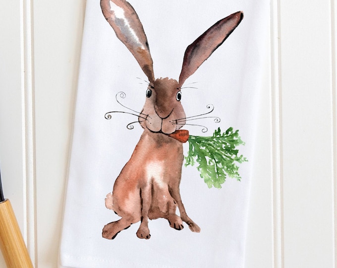 Bunny Rabbit Kitchen Towel Easter Rabbit Tea Towel Etsy