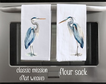 Blue Heron Kitchen Towel: Coastal Bird Decor, 100% Cotton