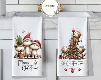 Christmas Cookie Kitchen Dish Towel,  Holiday Tea Towels, Cookies and Cocktails, Gingerbread