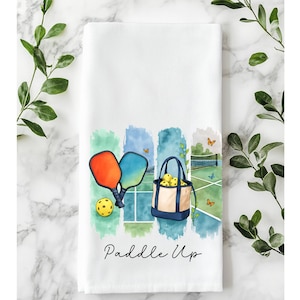 Pickleball Towel, Pickleball Tote Bag, Personalized Tote, Paddle Up Dish Towel