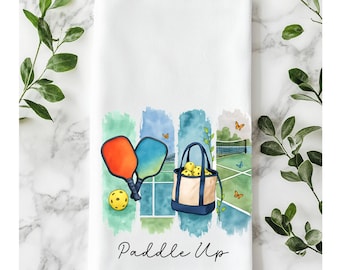 Personalized Pickleball Tote Bag & Dish Towel: Paddle Up Cotton