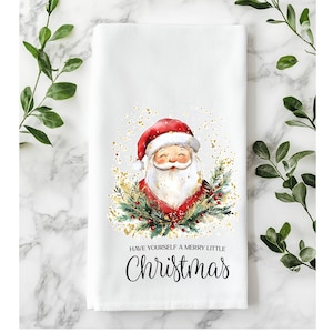 Santa Christmas Kitchen Towel: Holiday Kitchen Decor Gift