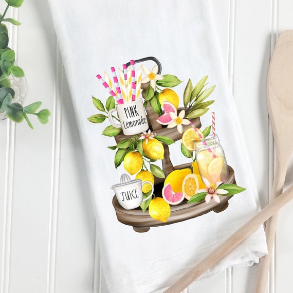 Summer Lemon Decorative Tray Tea Towel, Lemon Kitchen Towel, Lemons and  Lemonade, Summer Dish Towels, Summer Kitchen Decor, Lemon Dish Towel 