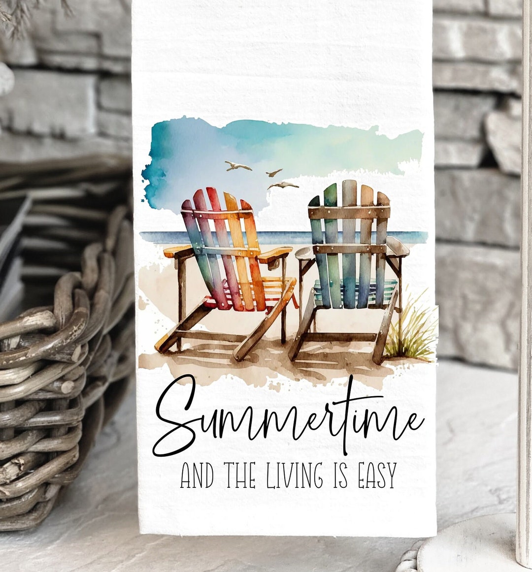 Kitchen Tea Towel, Summer Beach Theme Kitchen Towels, Beach Life Decor