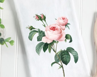 Floral Tea Towel, Hand Towels, Tea Towels, Pink Roses, Floral Dish Towel, Pink Flower, Floral Kitchen Decor, Floral Kitchen Tea Towel