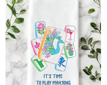 Mahjong Tea Towel: Game Day Kitchen Decor