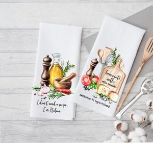 Italiaanse keukentheedoek, Welcome To My Kitchen, kokscadeau, Italiaans keukendecor, Italiaans geïnspireerde theedoek, handdoek in Italiaanse stijl