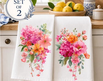 Sommer Blumen Geschirrtuch: Helle Sommerküche Dekor, Küchengeschenk, bunte Küchenhandtücher