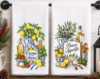 Mediterranean Inspired Kitchen Towel, The Bella Cucina Series, Italian Kitchen Decor