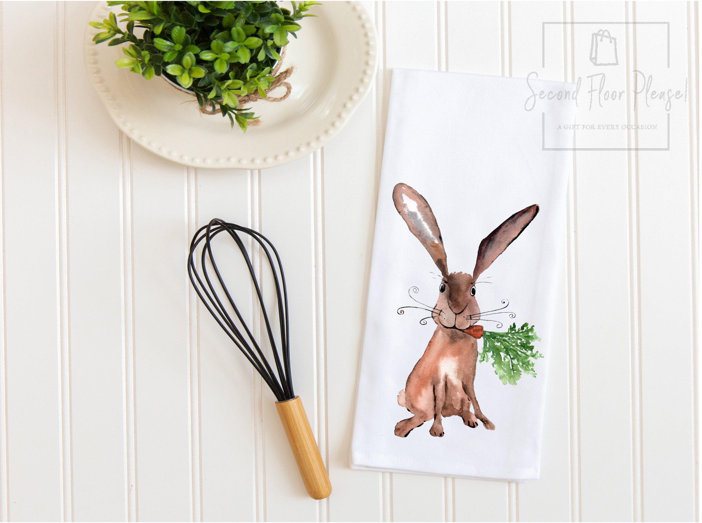 Bunny Rabbit Kitchen Towel Easter Rabbit Tea Towel Etsy
