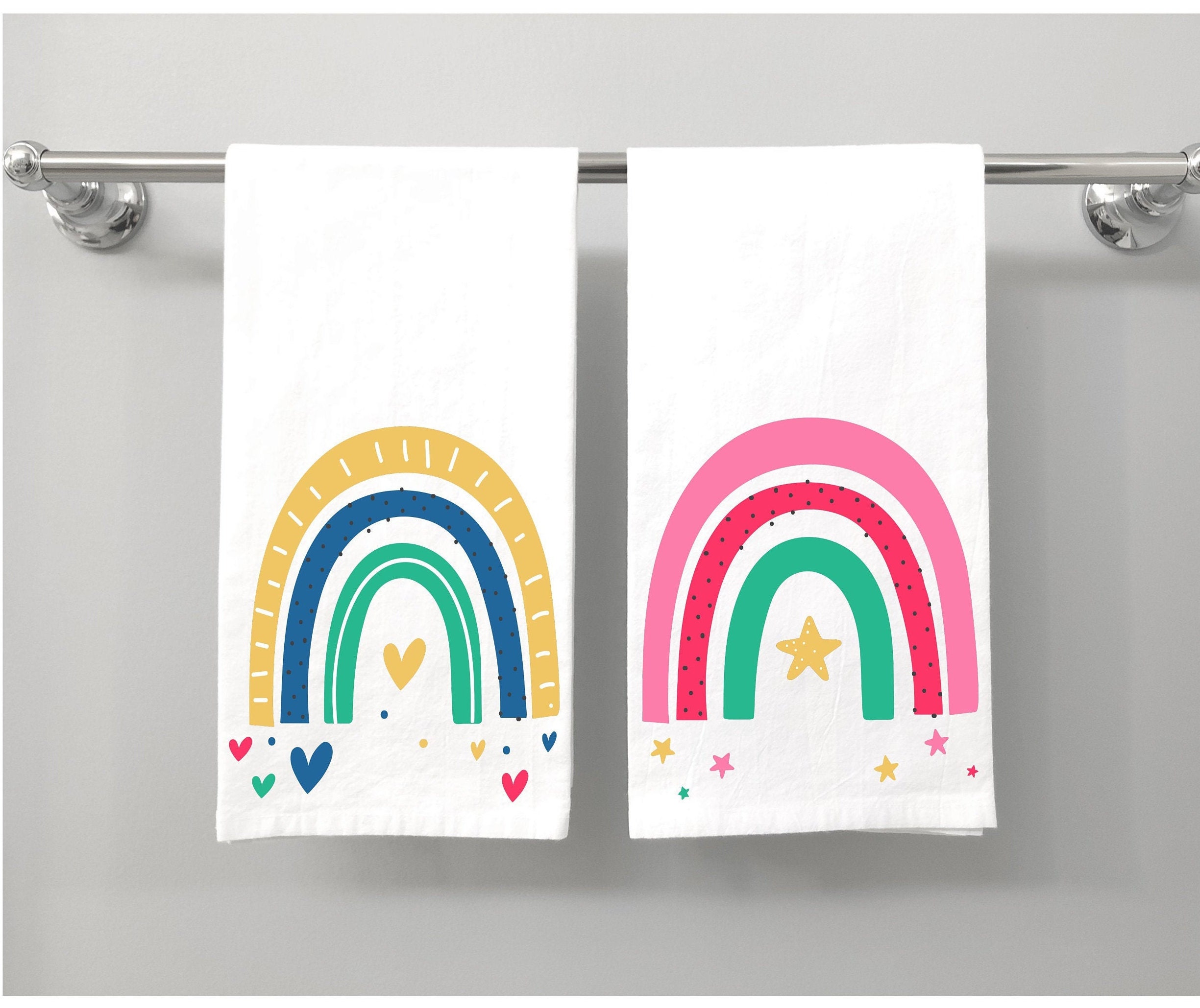 Cute Rainbow Hand Towels Kids Bath Towel Set Children's Etsy