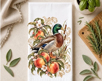 Vintage Naturalist Kitchen Towel | Botanical Duck and Peaches Tea Towel | Cottage  Decor | Farmhouse Kitchen Gift | Christmas Gift