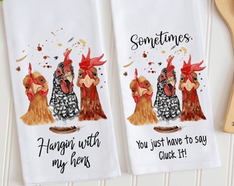 Chick Tea Towels, Funny Chicken Quotes, Henhouse Chickens, Chicken Dish Towels, Chicken Lover Gift, Neighbor Gift, Farmhouse, Chicken Humor