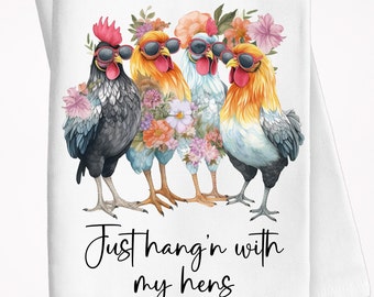 Chick Tea Towels, Funny Chicken Quotes, Henhouse Chickens, Chicken Dish Towels, Chicken Lover Gift, Neighbor Gift, Farmhouse, Chicken Humor