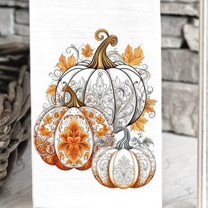 Fall Pumpkin Tea Towels, Manda Designed Pumpkins, New Fall Kitchen Decor, Fall Gifts, Thanksgiving Gifts, Hostess Gift