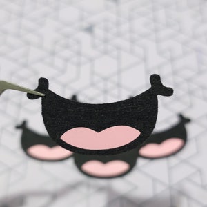Felt Mouths for Amigurumi Plushies: Handmade Black Felt, Pack of 6