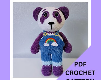 PATTERN: Frank the Panda, Crochet panda bear PDF Pattern, Amigurumi Panda, PDF crochet pattern.