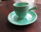 Vintage HLC Homer Laughlin Fiesta Light Green Demitasse (A.D.) Stick Handle Cup Saucer