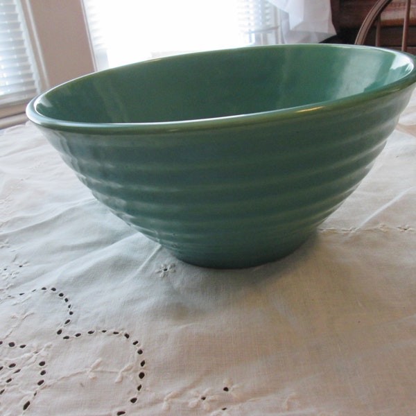 Vintage Bauer Pottery RINGS Ringware #12 Mixing Salad Bowl Turquoise Green 9-1/4" by 4-1/2" Part of Nesting Set