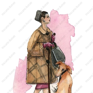 Walking the Dog in Plaid - Fall 3 - Fashion Illustration