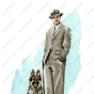 A Man and His Dog - Fashion Illustration