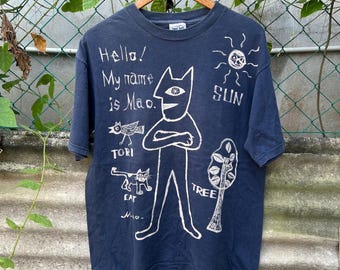 Vintage T shirt Pop Art Sketch Cartoon Mao / Emaille / Größe M