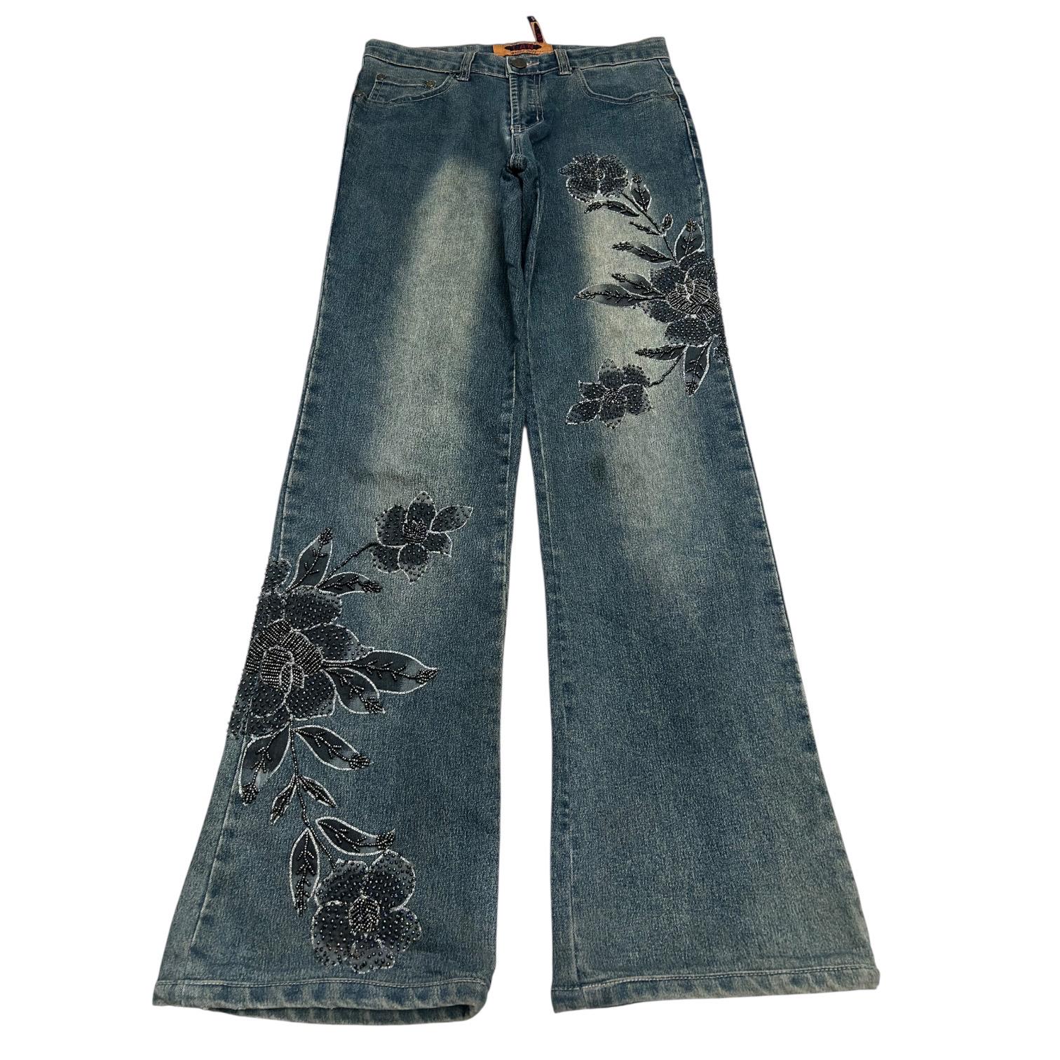Painted flower jeans - Etsy 日本