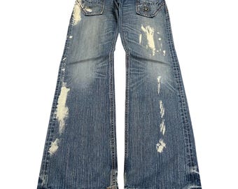 Japanese Painted Jeans Blue Denim Jeans / Size 32