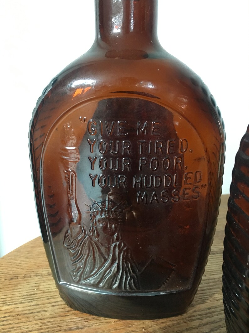 Set of Vintage Log Cabin Maple Syrup Brown Glass Jars/flasks Etsy