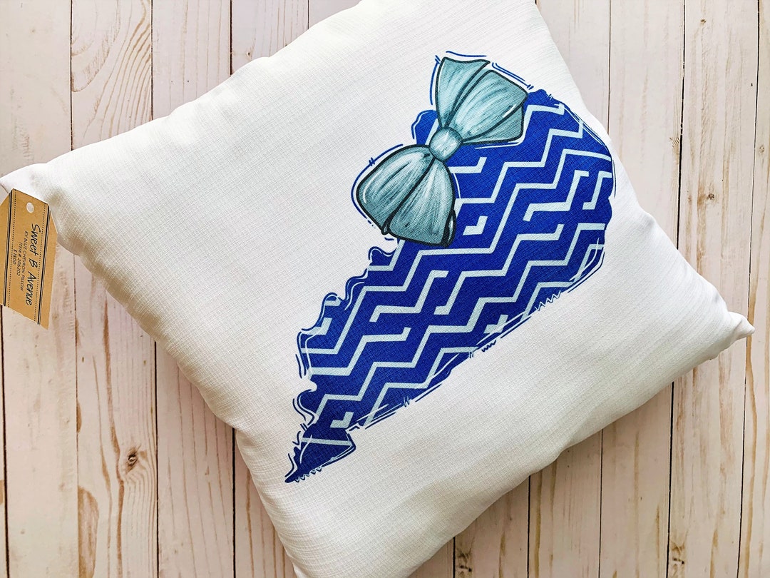 KY Blue Chevron Pillow Etsy