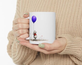 Tazza in ceramica bianca - Tazza colorata Winnie the Pooh da 11 o 15 once, tazza da caffè Disney Art, regalo per fan Disney, stoviglie uniche