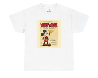 T-shirt en coton unisexe Mickey Mouse rétro, chemise dessin animé vintage, cadeau pour les fans de Disney, chemise Mickey Mouse pour la famille