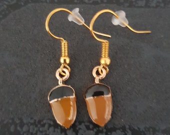 Earrings Gold Hazelnut Brown Accessories NEW Handmade Fashion Jewelry Earrings