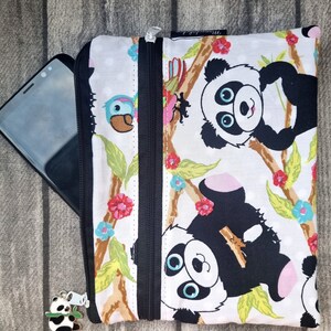 Schminktasche Panda Pandabären Niedlich Mäppchen Tropisch Bärchen Kunstleder Etui Tabaktasche Tropisch Tiere Handmade Geschenkidee Süß 画像 4